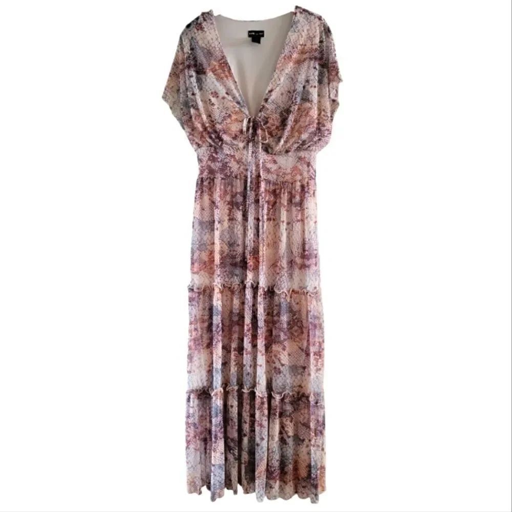 EC KATE AND LILY SNAKE PRINT SHEER MAXI DRESS W/LINING SZ.12.